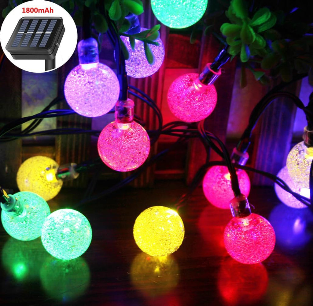 Solar String Lights Outdoor Waterproof, 36FT 60 LEDs 8 Modes Solar Fairy Crystal Globe Christmas String Lights for Holiday Party Gardens Backyard Wedding