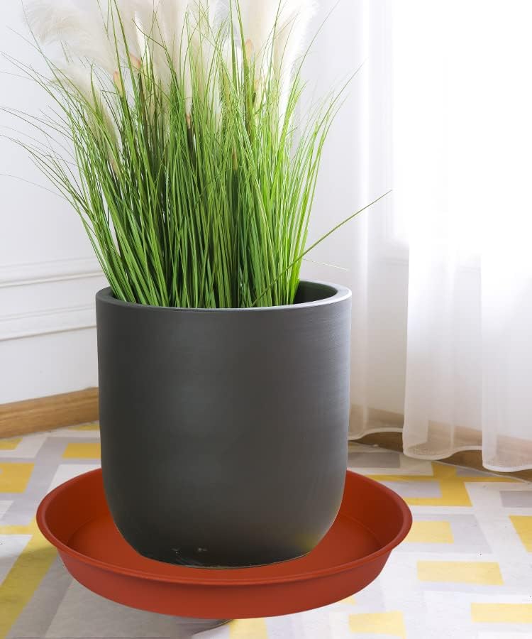 4 Pack of 18 19 inch Plant Saucer, Deep Heavy Duty Plastic Saucer 18" Round, Plant Tray for Pots, Plant Saucers for Indoors, Plant Trays for Planter 17-20" (19 inch, Terracotta)