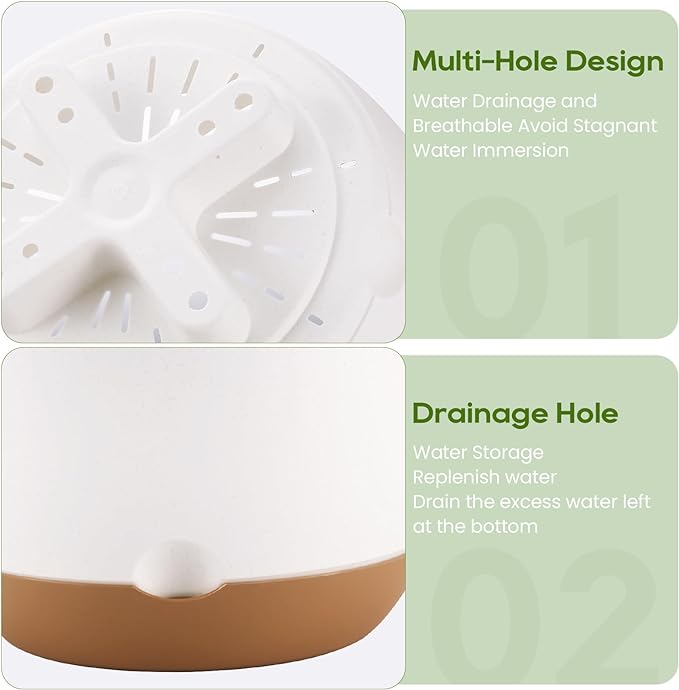 10 Inch Hanging Planter, 2 Pack Hanging Plant Self Watering Pot with Drainage Holes & Saucers, Hanging Baskets Flower Pots with Black Macrame Rope Hangers for Garden Home -White