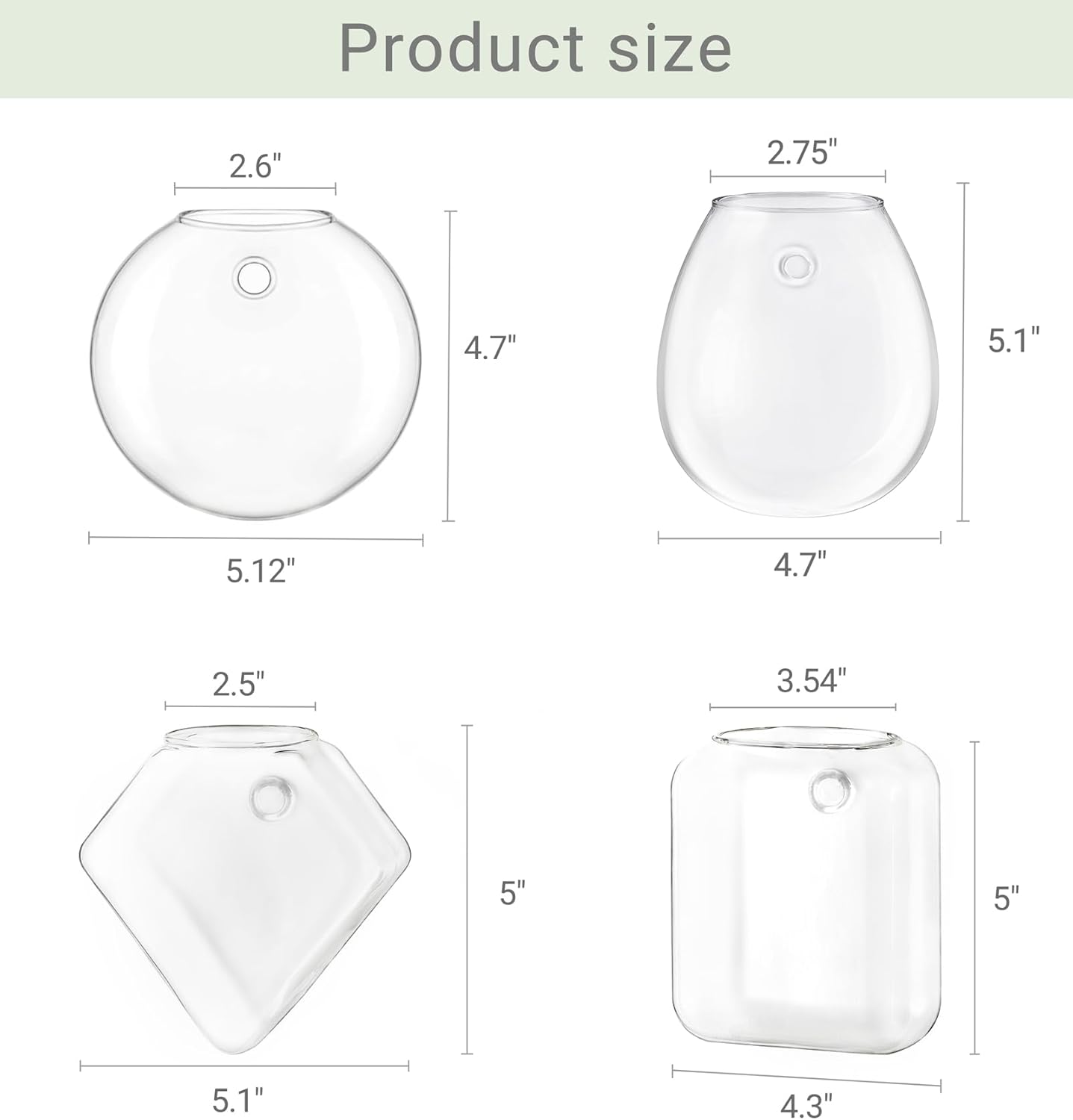 Mkono Propagation Wall Hanging Planter Glass Terrarium Flower Vases Holder for Indoor Plants, Home Living Room Office Decor Plant Lover Gifts, Set of 4