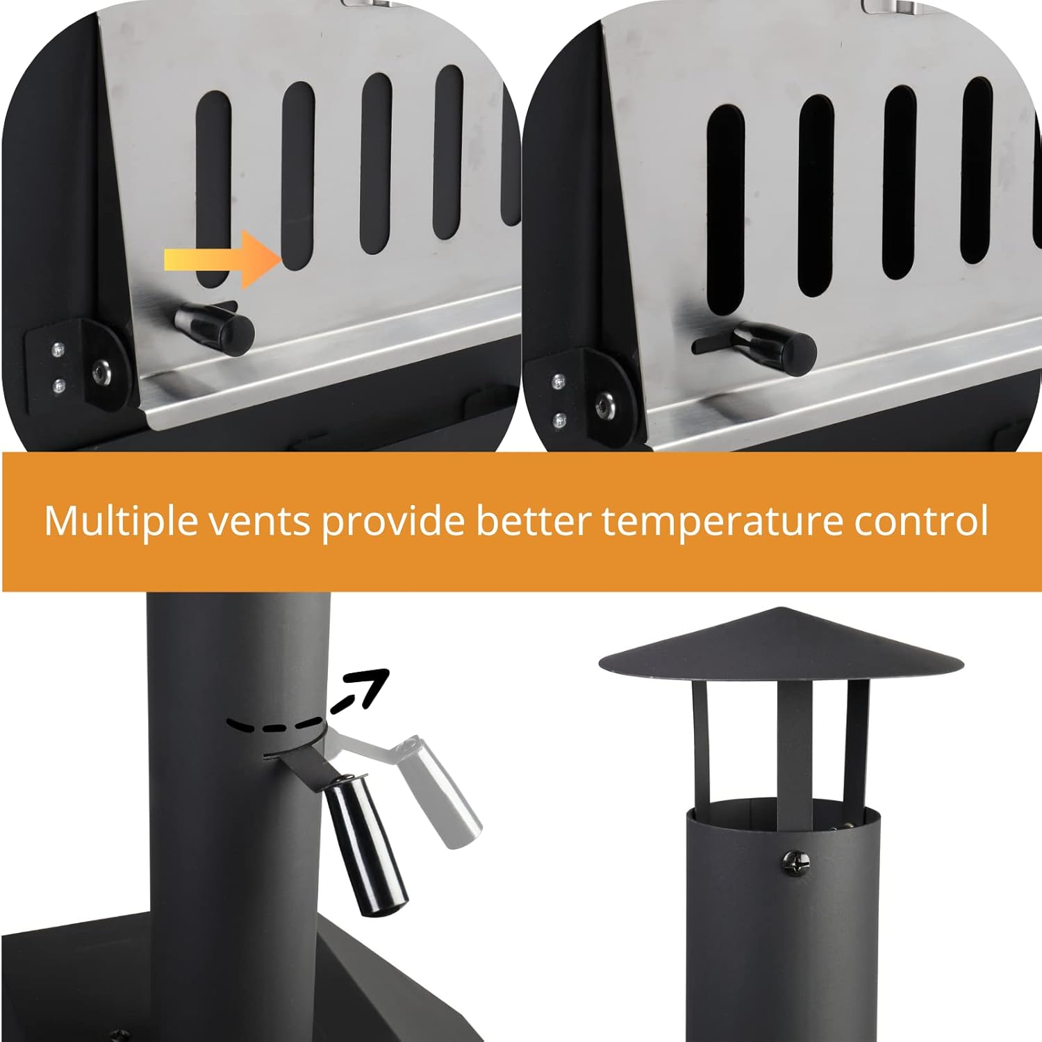 Outvita Outdoor Pizza Oven, Wood Fired Pizza Oven with Adjustable Chimney, Wheels, Pizza Stone, Pizza Peel, Grill Rack for Patio Cooking Picnic Party