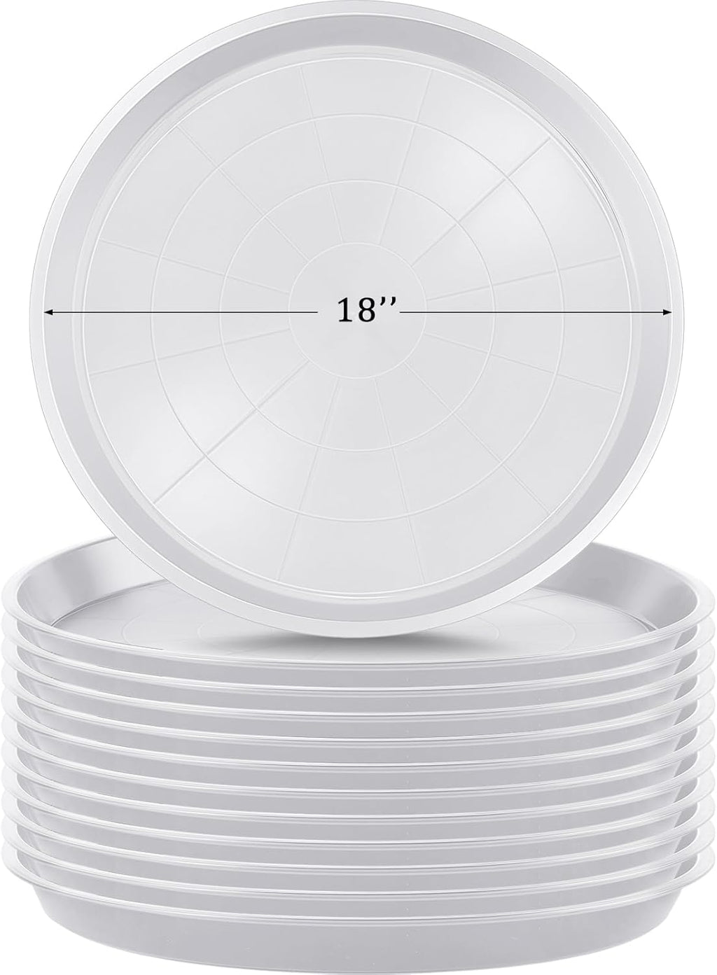 Eccliy 12 Pcs Plastic Plant Saucers Round Plant Tray Large Flower Pot Heavy Duty Planter Water Trays Thick Planter Drip Saucers for Indoors and Outdoors(18 Inch,White)