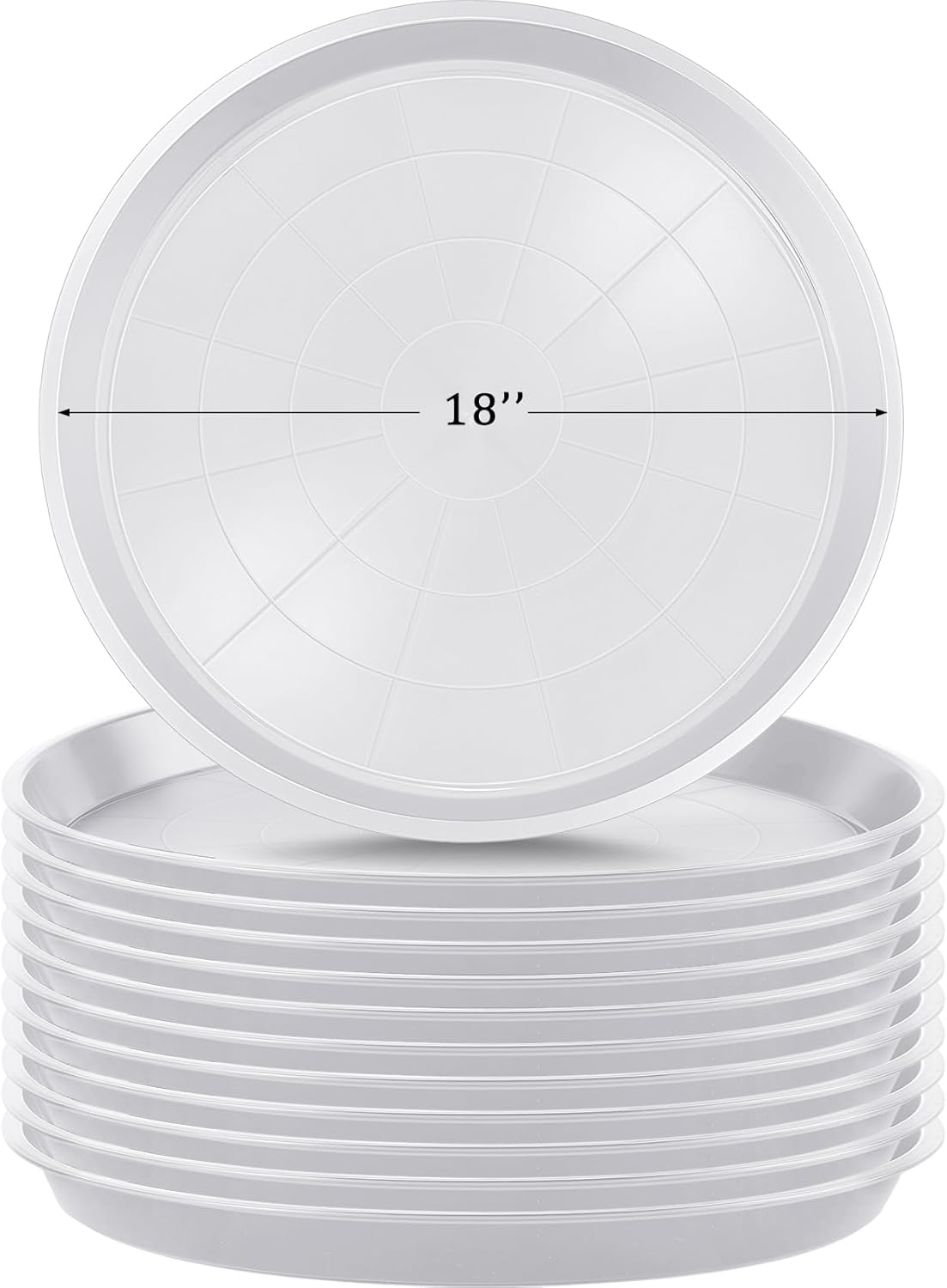 Eccliy 12 Pcs Plastic Plant Saucers Round Plant Tray Large Flower Pot Heavy Duty Planter Water Trays Thick Planter Drip Saucers for Indoors and Outdoors(18 Inch,White)