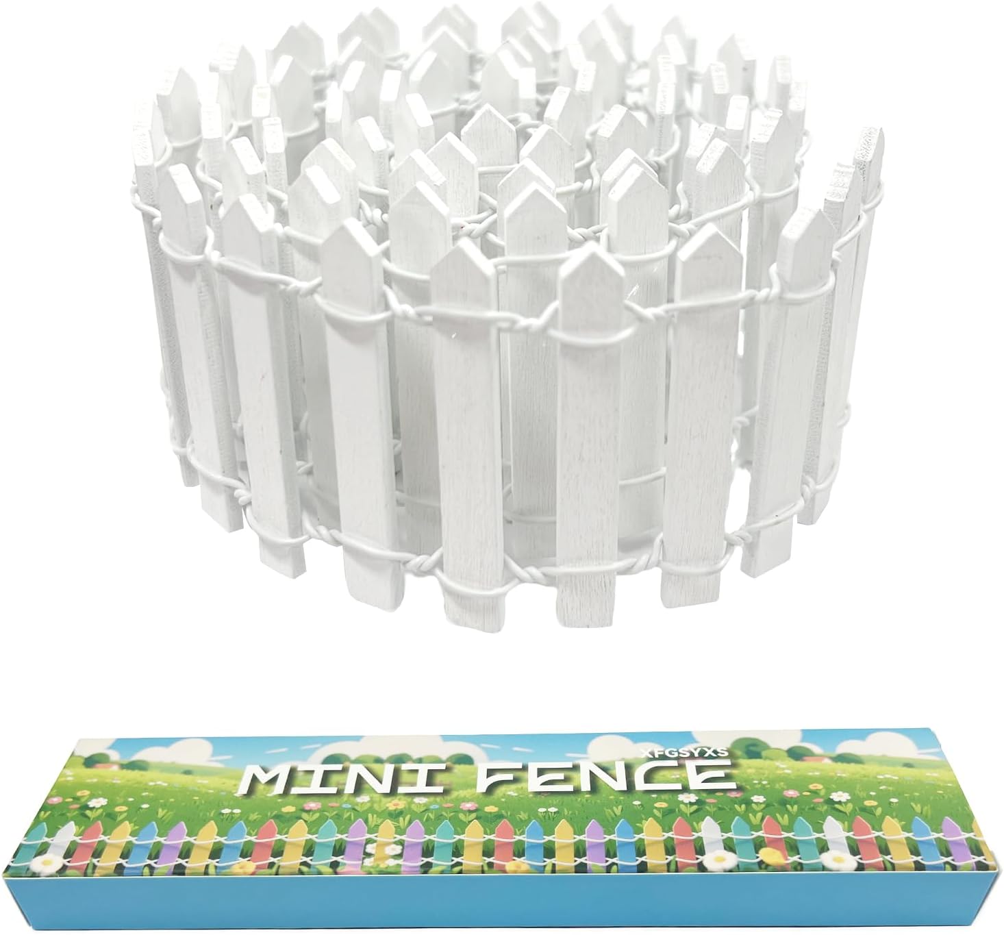 35 Inches White Mini Fairy Garden Fence Small Wood Decorative Picket Fence DIY Micro Landscape Miniature Ornaments for Dollhouse, Crafts, Diorama Project, Plant Pot