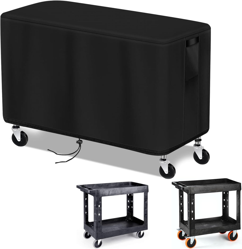 Outdoor Prep Table Cover, Plastic Utility Cart Cover for ELAFROS 550 lbs - 2 Tier Service Cart Waterproof Grill Carts Covers Rolling Tool Box Covering - 36" L x 18" W x 31" H