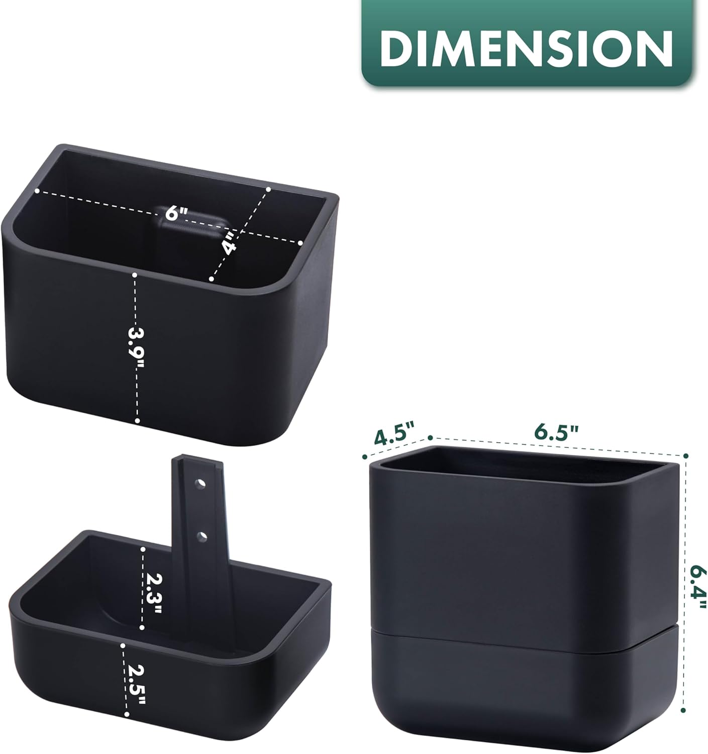 Phoenix Vine 6.5-Inch Wall Mounted Self-Watering Planter Pot for Indoor Houseplants and Herbs | Modern Hanging Planter for Window Sills, Bathroom Walls, Home & Office Décor, Black, Set of 3, 01-WP-B-3