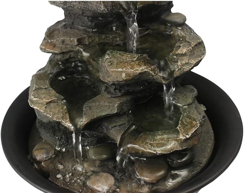 Spinning Orb Rock Cascading Tabletop Fountain, Zen Meditation Indoor Waterfall Feature with LED Light for Home Office Bedroom Relaxation
