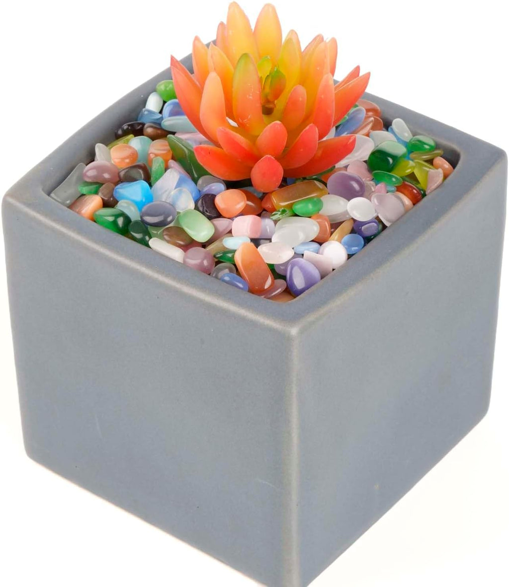 WAYBER Colorful Opal Pebbles, 2 Lbs/920g Decorative Crystal Stones Rocks Sea Glass Gravel Sand for Aquarium/Turtle Tank/Succulent Plants/Flowerpot/Vase Decoration