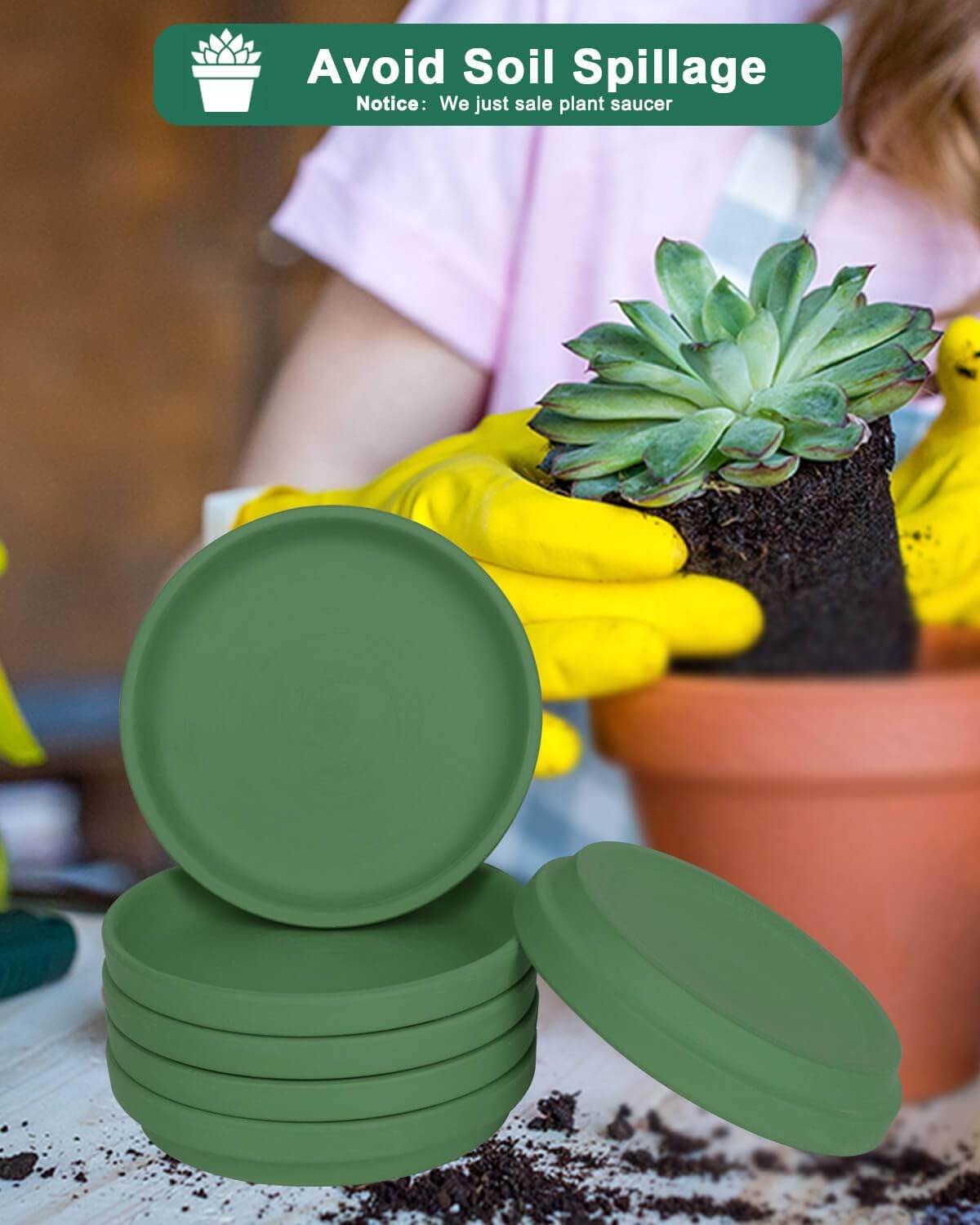vensovo 6 Inch Green Terracotta Plant Saucer Pots Tray - 6 Pcs Round Planter Saucers for Indoor & Outdoor Plants, Small Clay Trays Perfect for 5 Inch 5.5 Inch 6 Inch Flower Pot