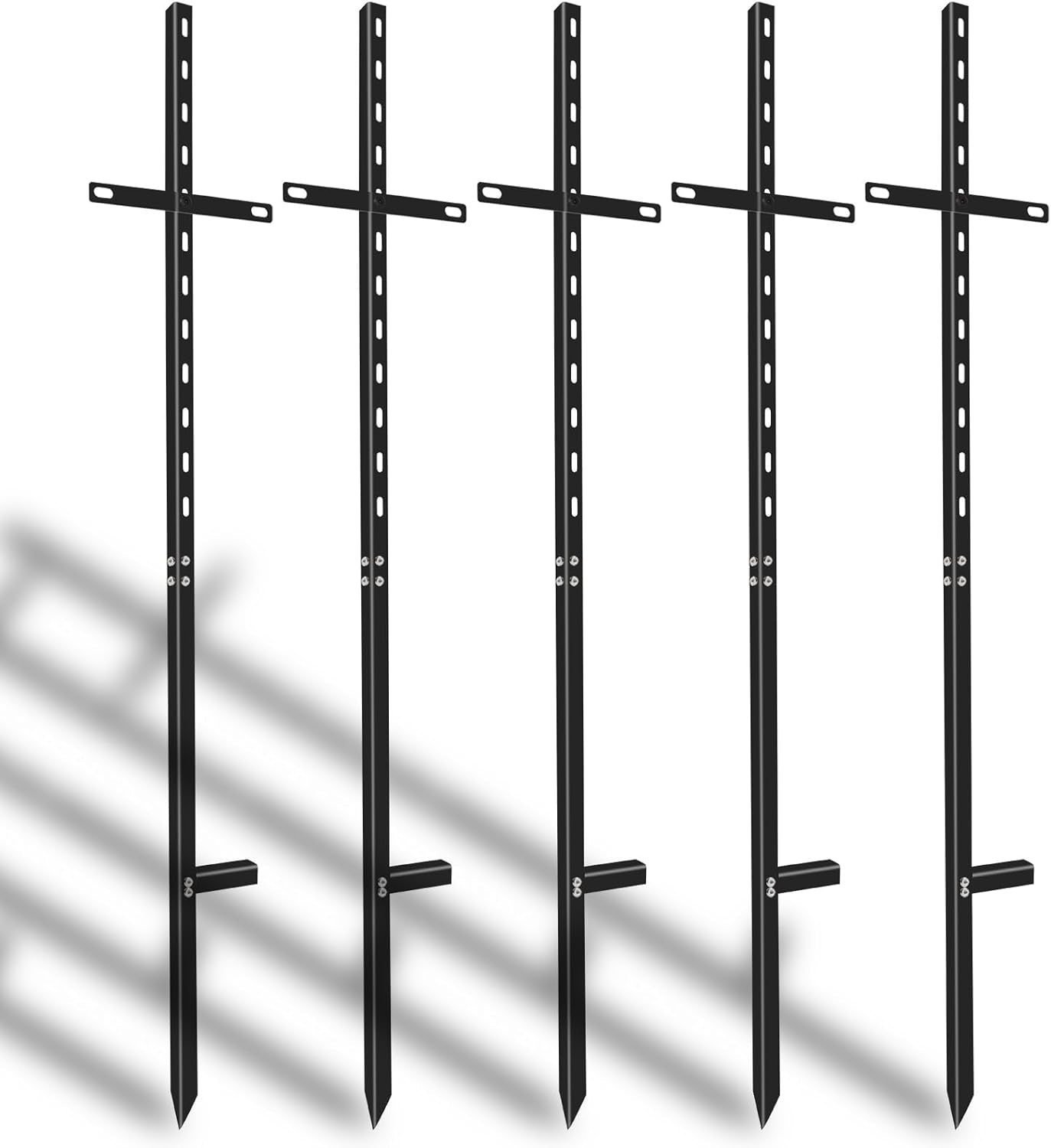 5 Pcs 46 inchens T-Bar Yard Sign Stakes Heavy Duty Metal Stake Yard Sign Holder/Black Steel Powder Coated Sign Posts for Outside/ 2mm Thickness Rust-Proof Outdoor Sign Holder for Outdoor Lawn Yard