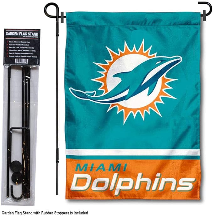 WinCraft Miami Dolphins Garden Flag with Stand Holder