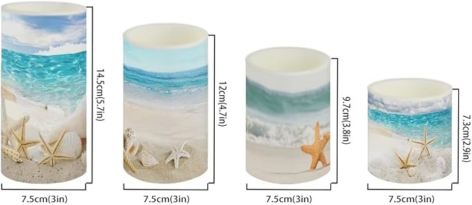 Flameless Candles Battery Powered with Multicolor Timer Remote Control Everlasting Fake Candles for Party Garden Indoor Outdoor Decor, Various Beach Starfish