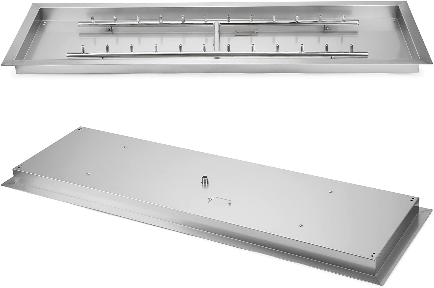 Stanbroil 48 x 14 Inch Upgrade Rectangle Fire Pit Jet Burner Pan, 304 SS Propane Gas Firepit for Outside DIY Fire Pit Table, High Flame, BTU 185,000 Max