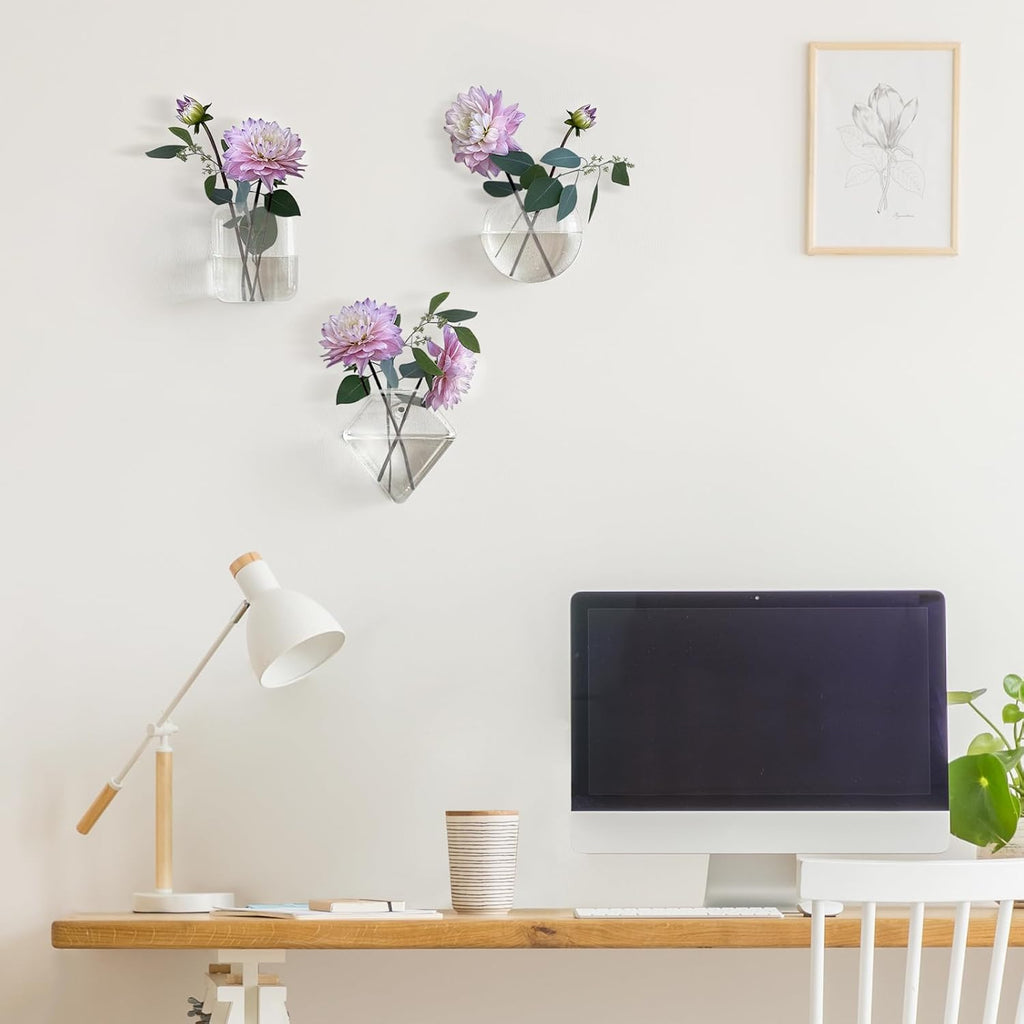 Mkono Wall Planter Propagation Stations Hanging Glass Terrariums Vase Container for Propagating Hydroponic Plants Flowers Home Office Living Room Bathroom Garden Decor, 3 Pack