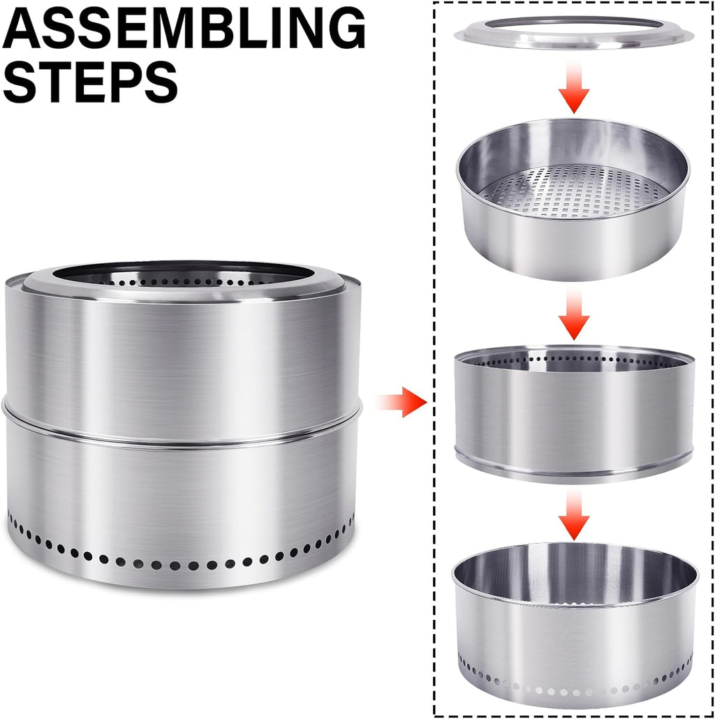 HGD 20 inch Smokeless Firepit Outdoor, Portable Smokeless Fire Pit for Camping with Travel Bag, Stainless Steel Wood Burning Stove for Backyard & Patio, Easy Setup & Compact Storage