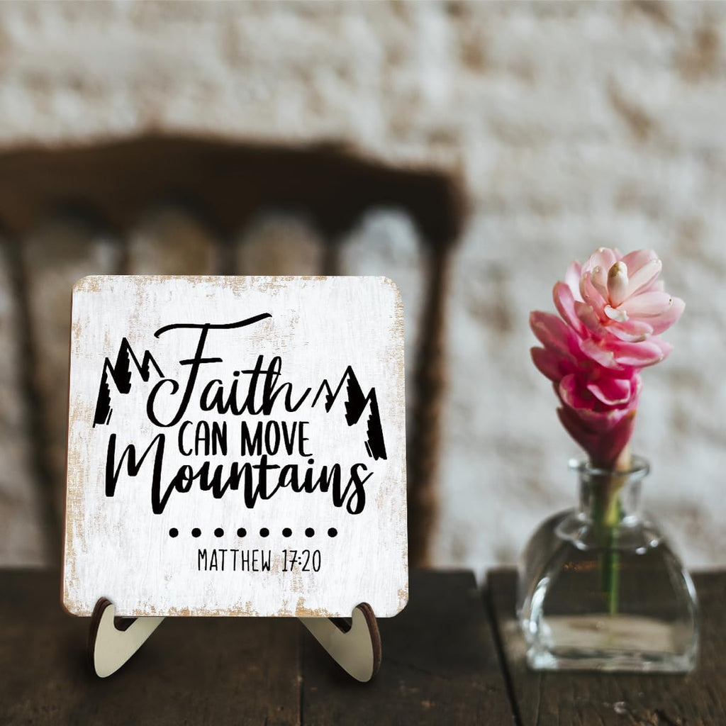 Inspirational Wood Sign Rustic Desk Decor Home Cubicle Office Decor Work Table Desk Accessories Decorative Christian Religious Bible Verse Faith Decorations Office Supplies for Desk Cubicle Decor