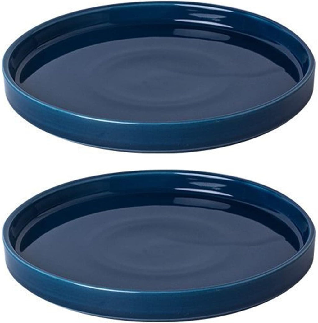 Ceramic Plant Saucer 7 Inch, 2 Pack Round Plant Trays for Indoors/Outdoors, Flower Pot Saucers for Holding Water Drips and Soil, Ceramic Drainage Tray for Plant Pot (Blue)