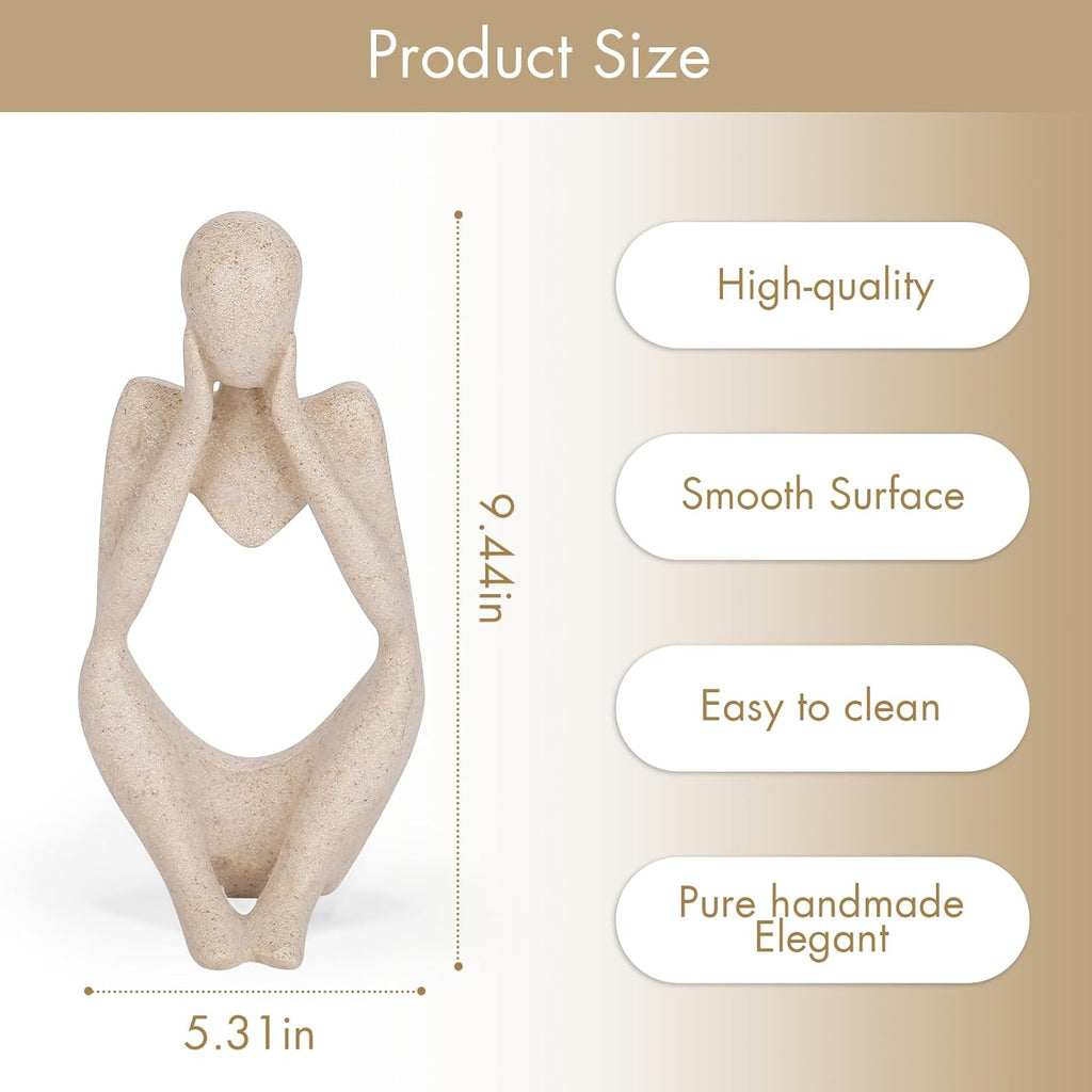 INNOLITES Boho Decor Thinker Statue Abstract Art Sculpture, Sandstone Resin Collectible Figurines for Home Living Room Office Shelf Decoration(Middle, Large)