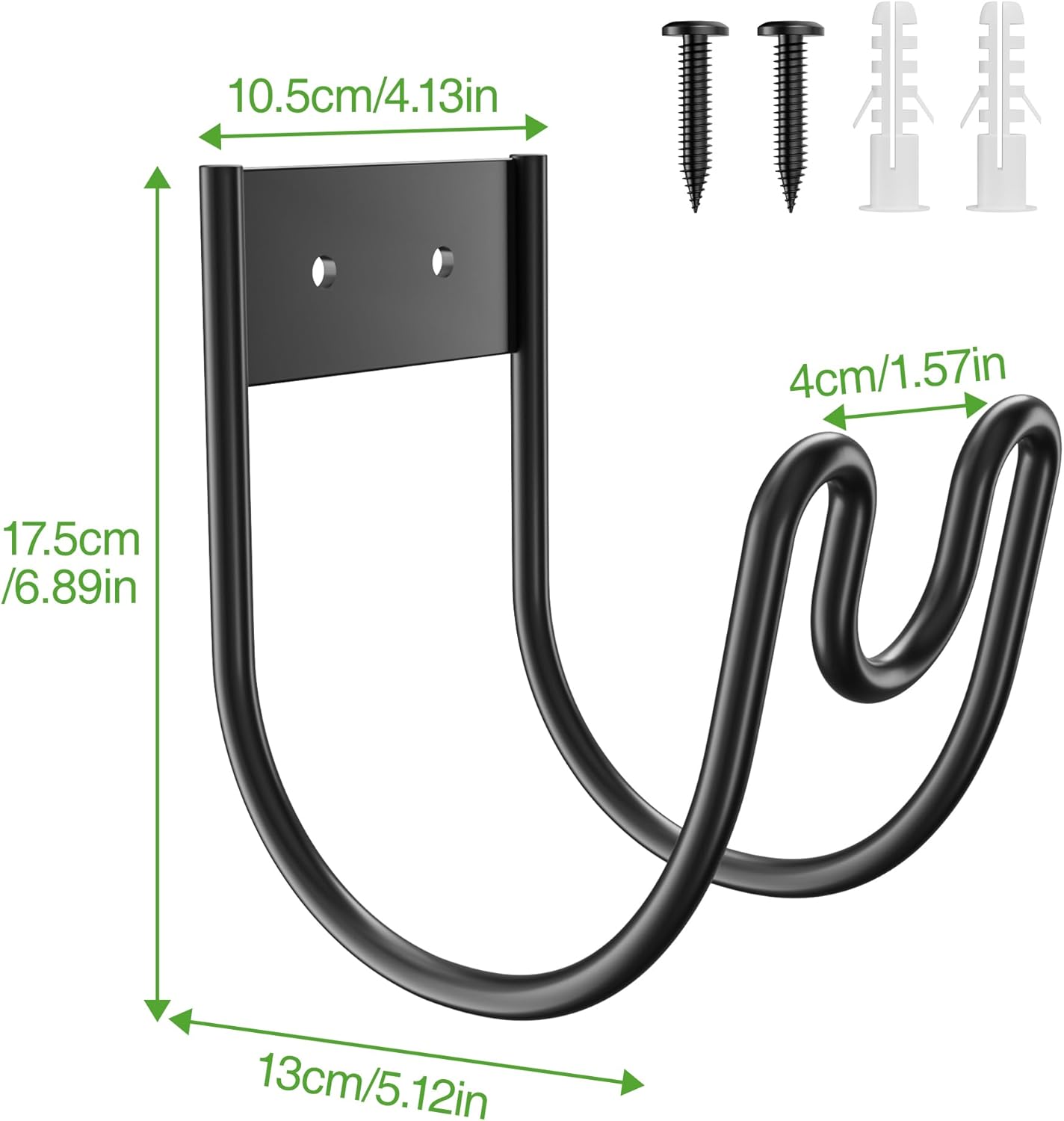 Black Metal Garden Hose Holder - Wall Mounted Water Hose Holder - Hose Hanger Heavy Duty for Water Hose Extension Cords Vacuum Hose