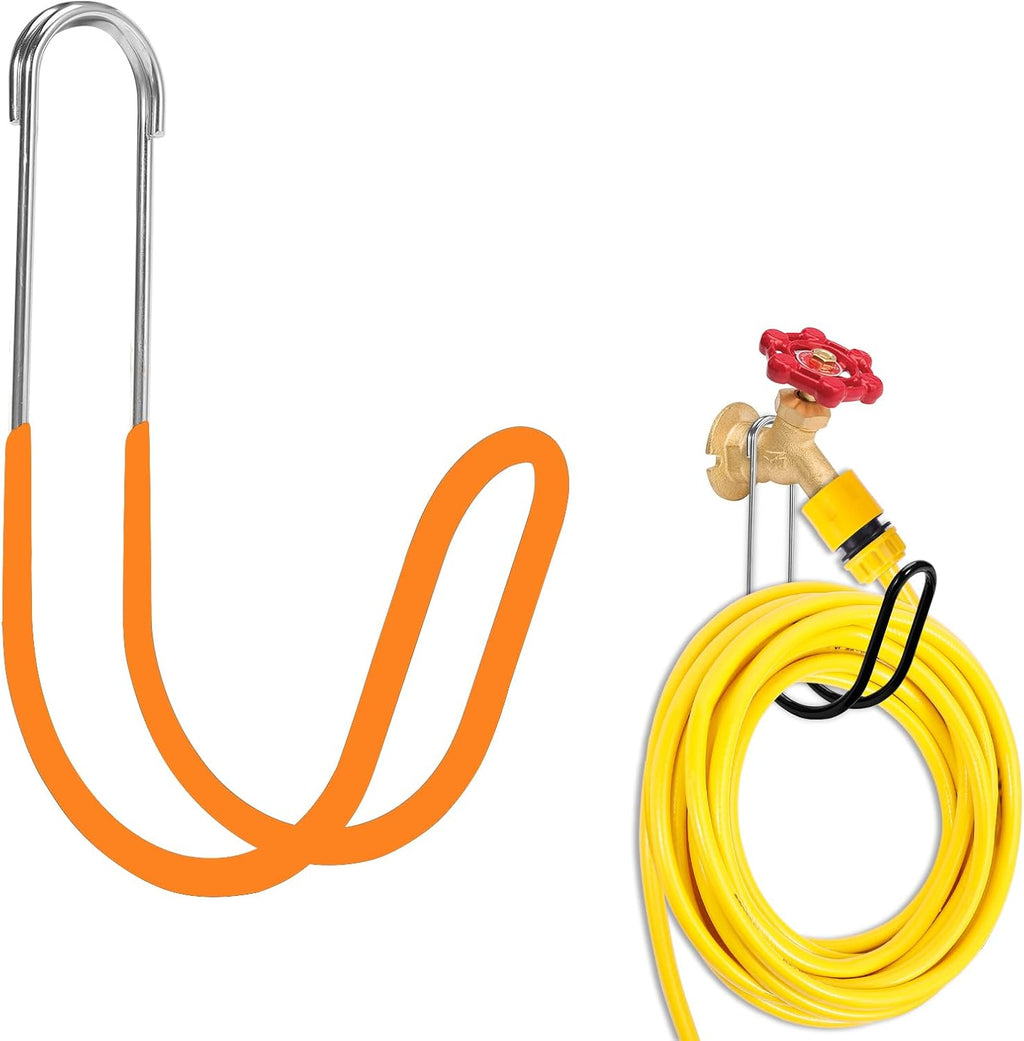 Garden Hose Holder Water Hose Hanger Wall Mounted,304Stainless Steel Solid Hose Hook Holds Up to 50Ft Garden Hose, Expandable Hose, Water Hose(Red 2pcs)