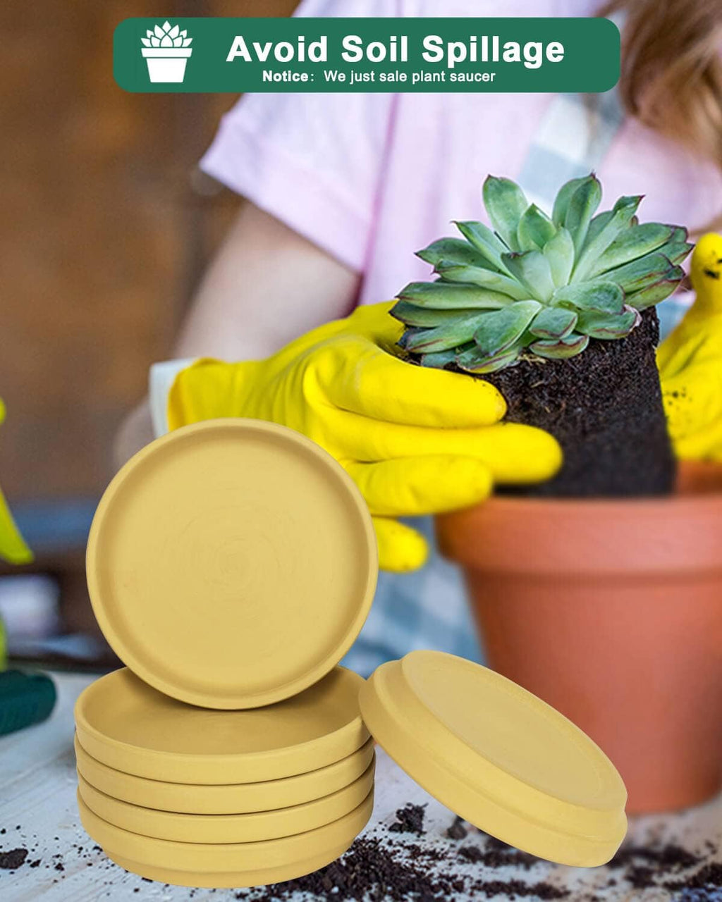 vensovo 6 Inch Yellow Terracotta Plant Saucer Pots Tray - 6 Pcs Round Planter Saucers for Indoor & Outdoor Plants, Small Clay Trays Perfect for 5 Inch 5.5 Inch 6 Inch Flower Pot