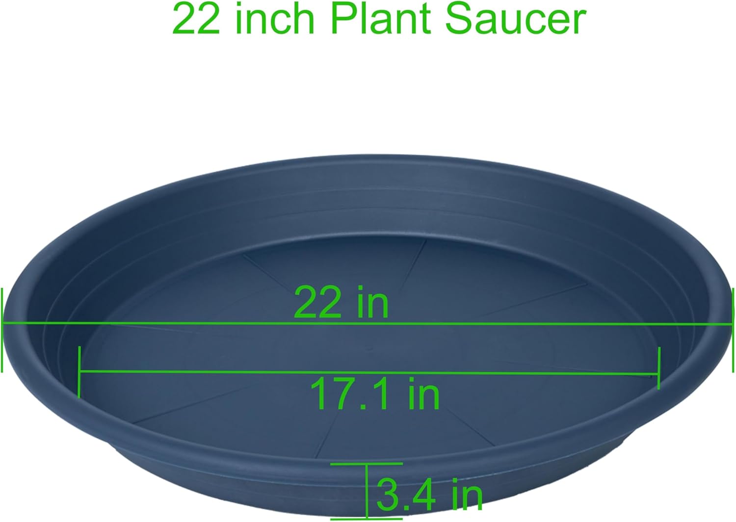 2 Pack of 22 inch Plant Saucer, Large Plant Tray, Heavy Sturdy Plant Drainage Tray for Indoors, Bird Bath Bowls, Sturdy Plastic Pot Tray for Planter 20 21"(Blue)