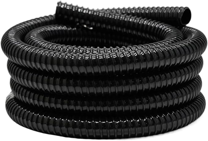 0.75 Inch Pond Tubing, 3/4" ID Corrugated Water Pipe, 20 Feet Length Flexible PVC Hose Pipe with Pipe Fittings, Aquarium, Pond Waterfall, Garden Pond Pump Drainage Tube Black