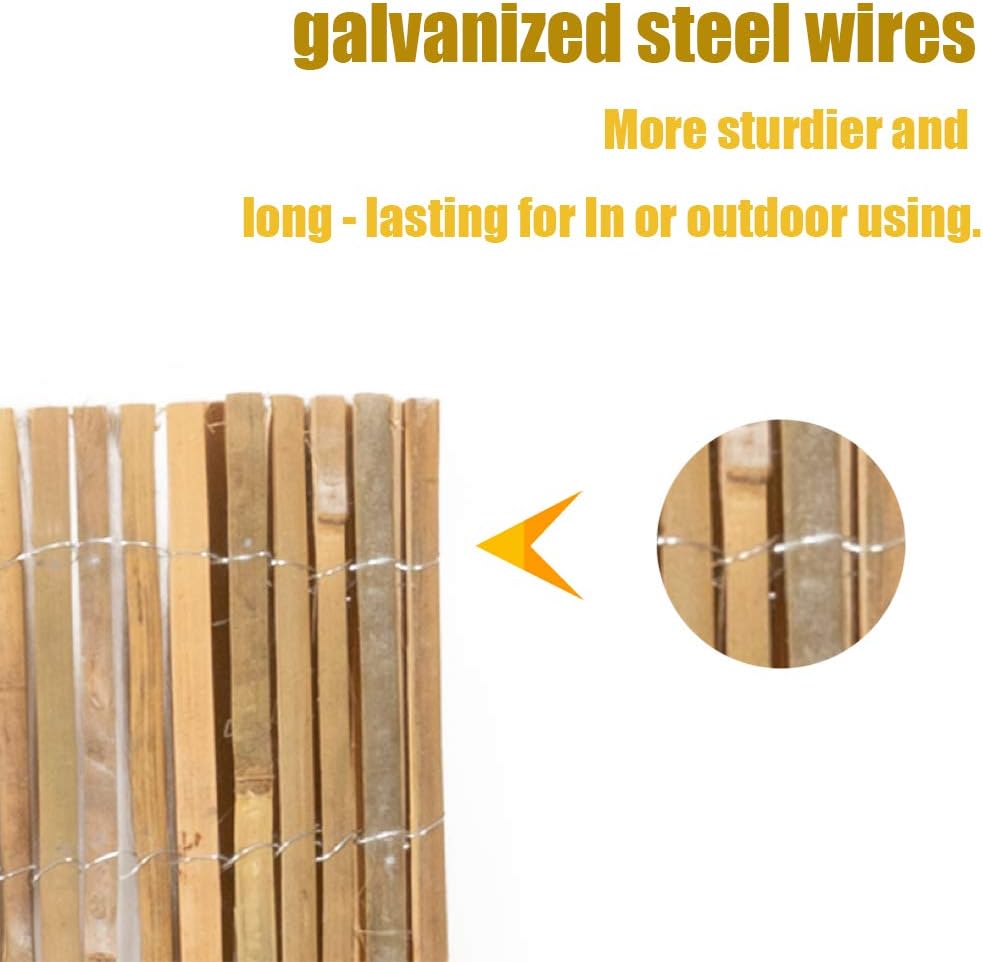 Mininfa Natural Bamboo Slat Screening, Eco-Friendly Privacy Slat Fence, Bamboo Screen Panel Roll for Balcony or as Wind and Sight Protection (1.2m x 4m)