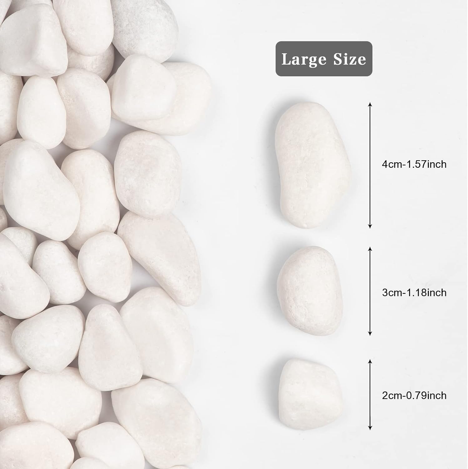 11lbs White Natural River Rocks, Polished Pebbles for Plants Garden, 1-2 inch Decorative White Stones, Ideal for Fish Tank, Vases, Crafting, Home Decor and Garden Landscaping Rocks,White