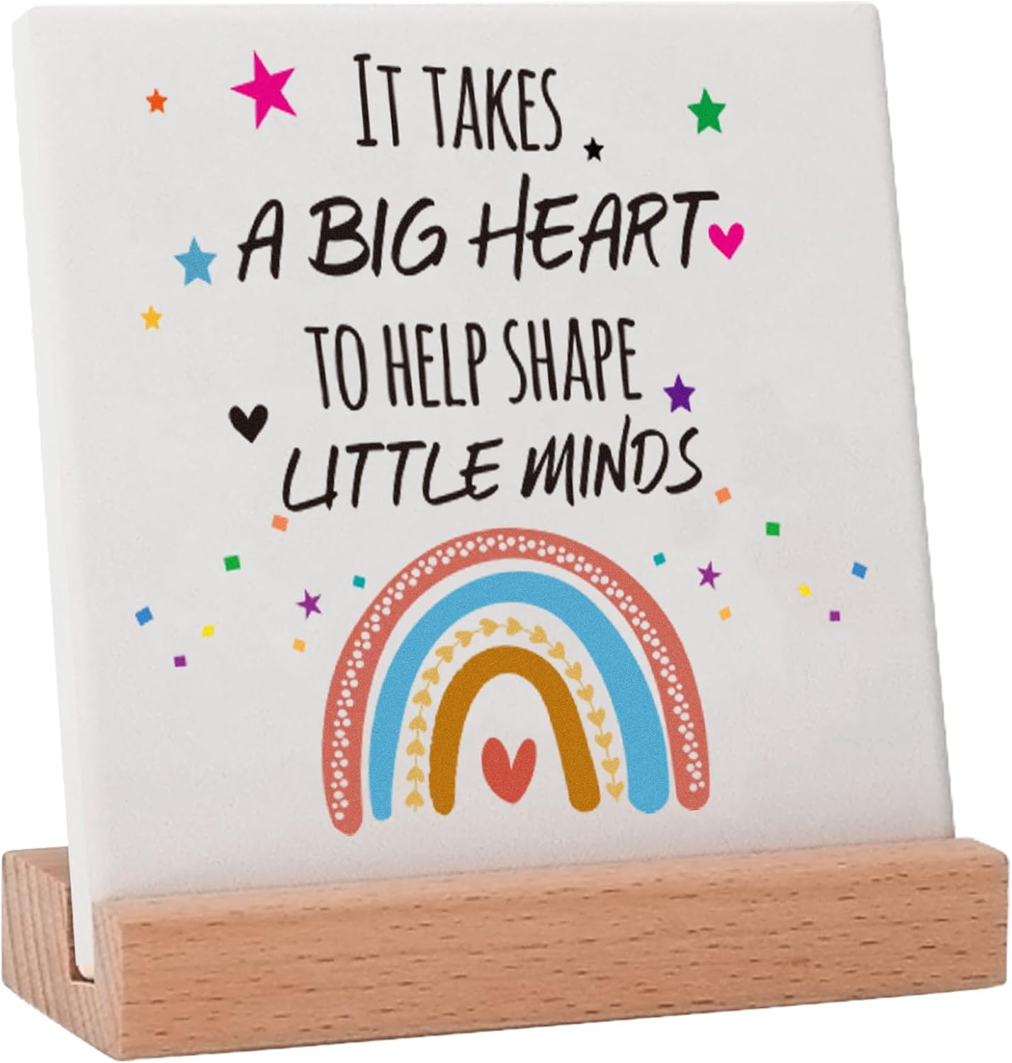 Teacher Appreciation Gifts Graduation Birthday Gifts for Teacher Mentor Coach- It takes a big heart to shape little minds -Teacher's Day Gifts Teacher Decor Ceramic Plaques