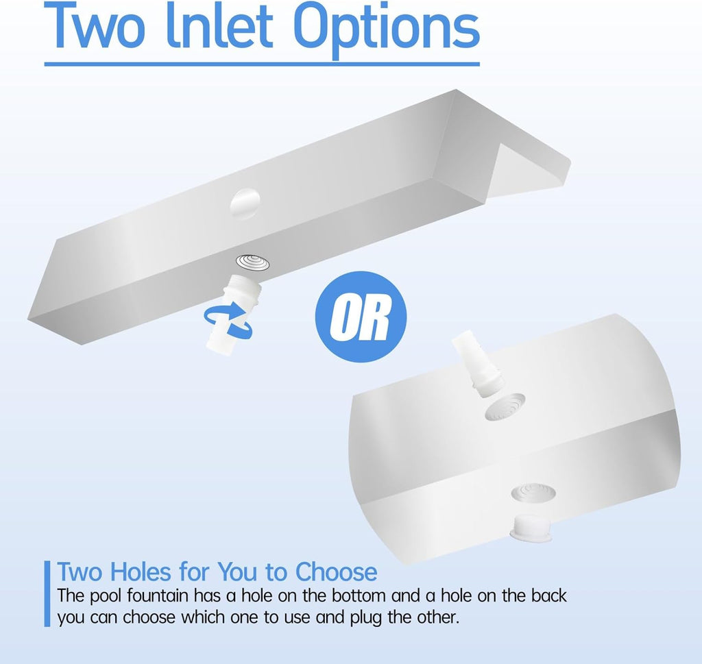 Pool Fountain Stainless Steel Pond Waterfall Spillway Kits for Indoor/Outdoor Decorative, 36 Inches Pool Water Feature for Garden Patio, Backyard Koi Pond Decor(No LED Light)