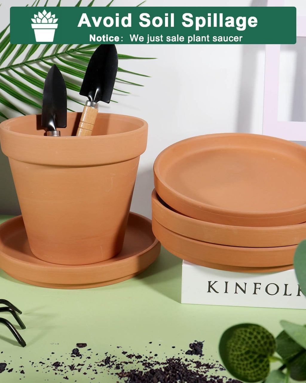 vensovo 7.2 Inch Terracotta Plant Saucer Pots Tray - 6 Pcs Round Planter Saucers for Indoor & Outdoor Plants, Large Clay Trays Perfect for 6 Inch 6.5 Inch 7 Inch Flower Pot