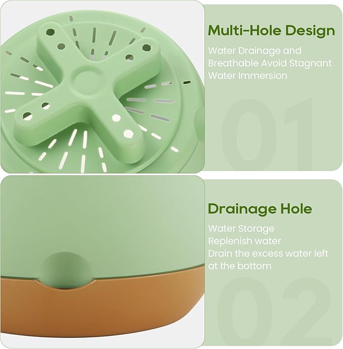 10 Inch Hanging Planter, 2 Pack Hanging Plastic Plant Self Watering Pot with Drainage Holes & Saucers, Hanging Baskets Flower Pots for Indoor Outdoor Garden Plants and Flowers-Green