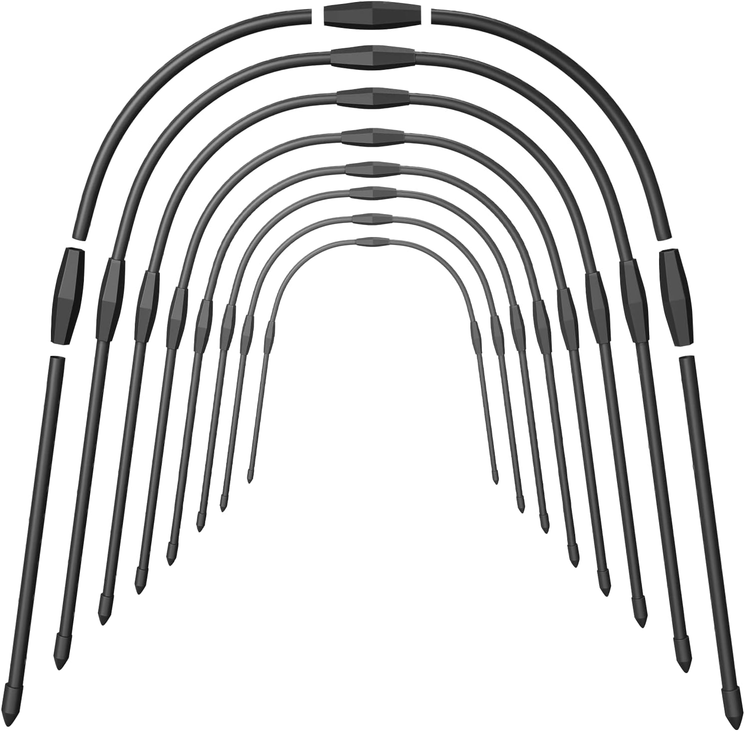 FOTMISHU 8pcs Garden Hoops for Raised Beds, 37.4"x 27.5" Greenhouse Hoops for Row Cover Garden Netting, Rust-Free Garden Tunnel, Reuseable Gardening Supplies for Plants (8pcs L- 37.4"x 27.5")