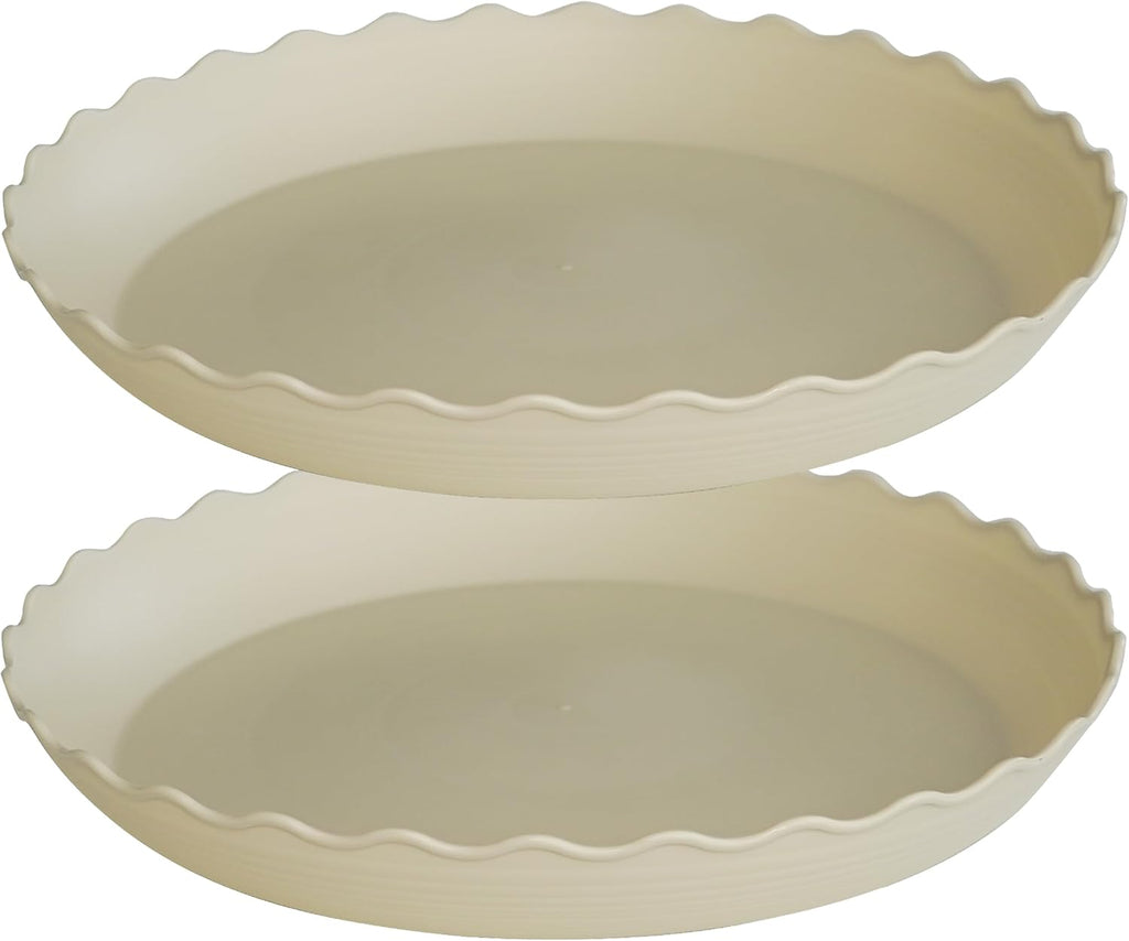 2 Pack of 14 inch Plant Saucer Plant Tray, Plastic Plant Saucer, Heavy Duty Plant Tray for Pots, Plant Saucers for Indoors Planter, Garden Water Plate Bowls for Gallon Grow Bags (Beige)