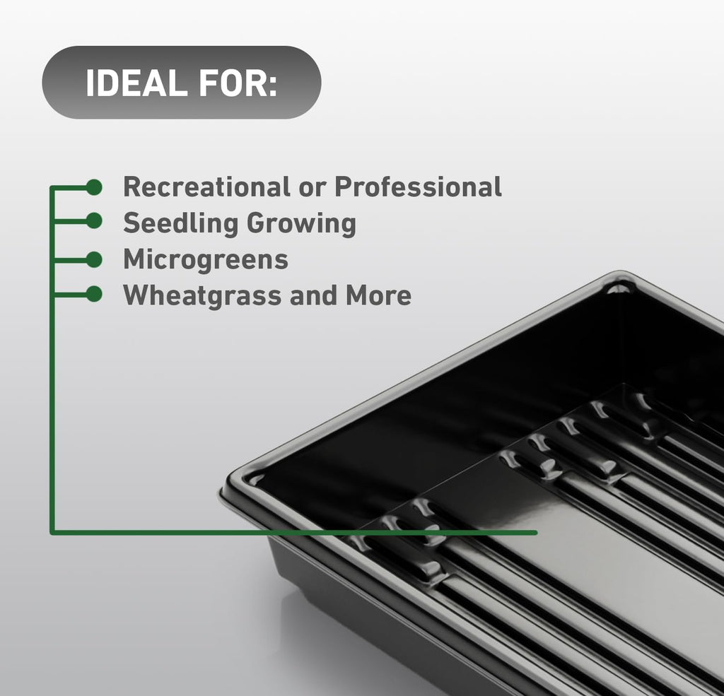 10x20 Inch Black Plastic 50 Pack Plant Propagation Tray – Growing Trays for Garden, Planting, Seedling, Soil & Hydroponic Horticulture - Microgreen Trays Grow Plants - No Drain Holes