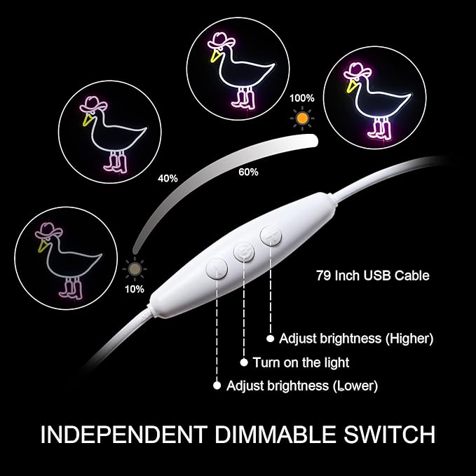 Cowboy Duck Neon Sign,Duck Neon Signs Cowgirl Boots Neon Signs for Wall Decor, USB Connectivity Pink LED Signs for Bedroom Living Room Kids Room Home Bar Birthday Party