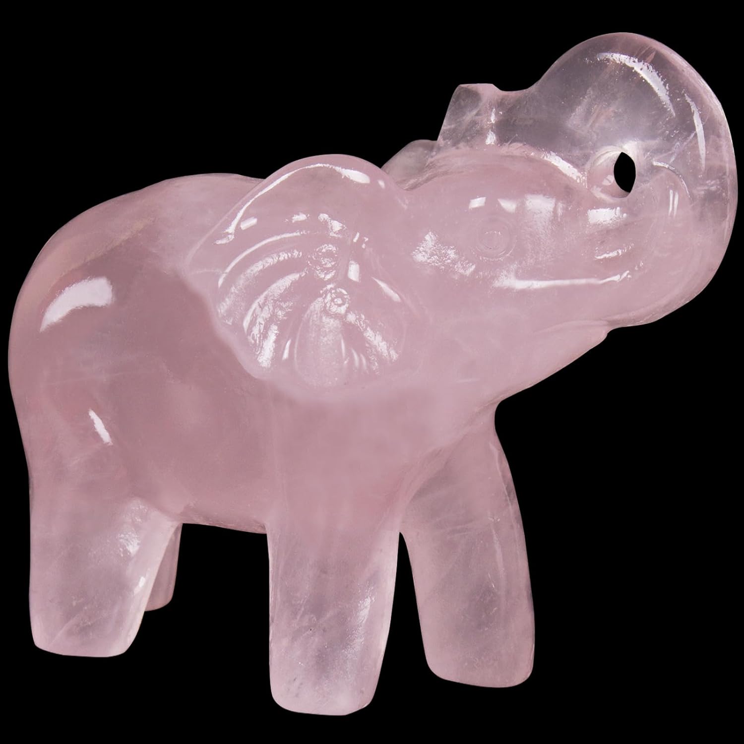 2 Inch Rose Quartz Crystal Elephant Sculpture Handcrafted Healing Stone Animal Figurine Spiritual Home Decor Lucky Charm Gift for Wealth Success Positive Energy and Meditation Lovers