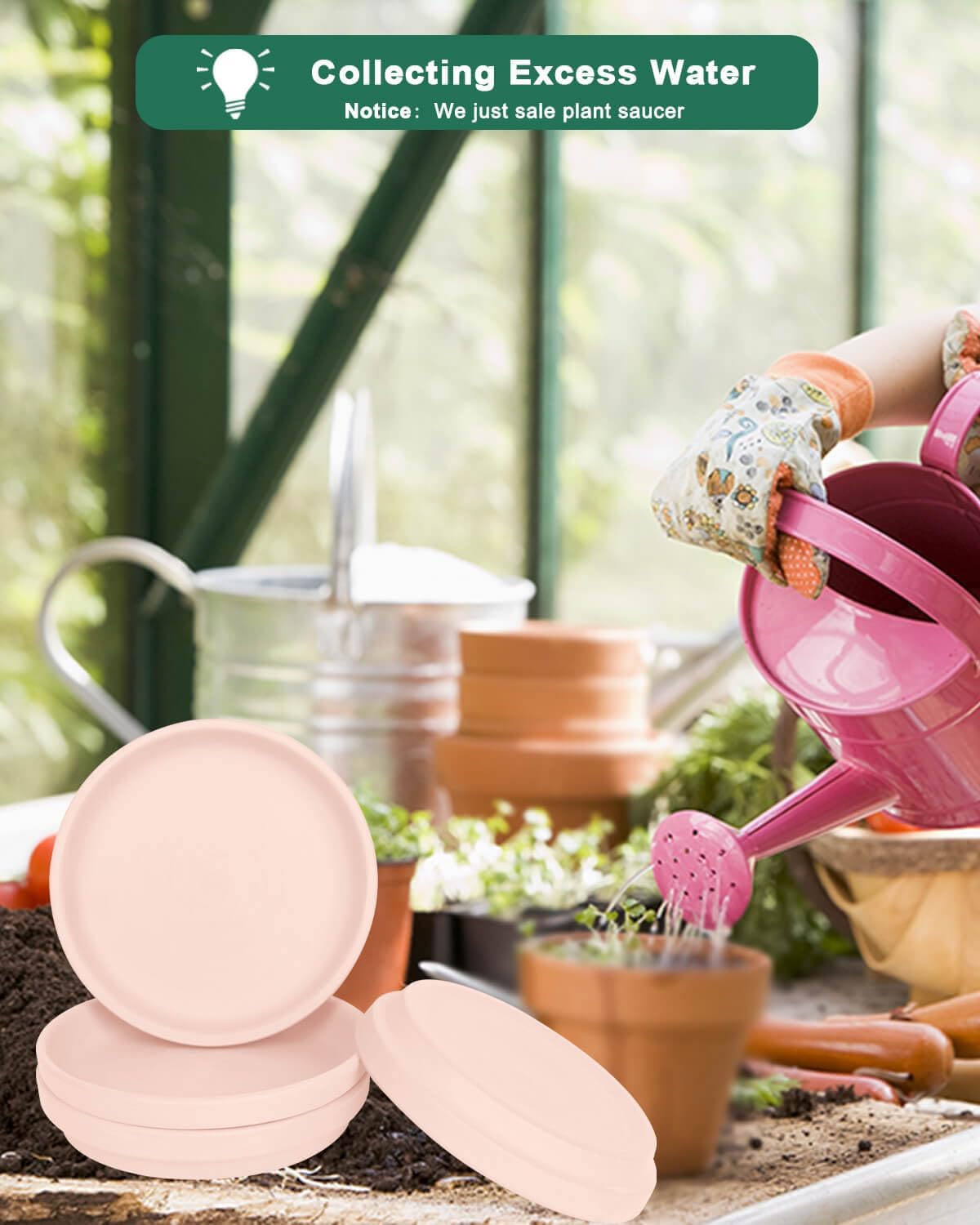 vensovo 8 Inch Pink Terracotta Plant Saucer Pots Tray - 4 Pcs Round Planter Saucers for Indoor & Outdoor Plants, Large Clay Trays Perfect for 7 Inch 7.5 Inch 8 Inch Flower Pot