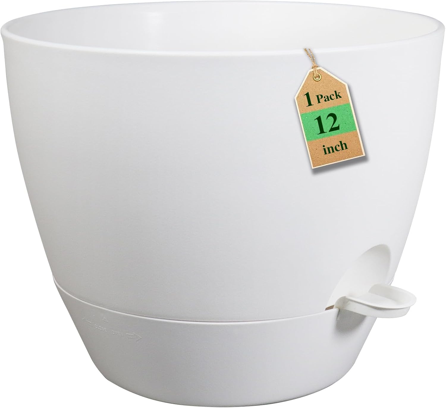 12 inch Large Self Watering Pots, Flower Plant Pots with Multi Mesh Drainage Holes for Indoor Outdoor Garden Plants and Flowers, Plastic Planters with Removable Reservoir, White