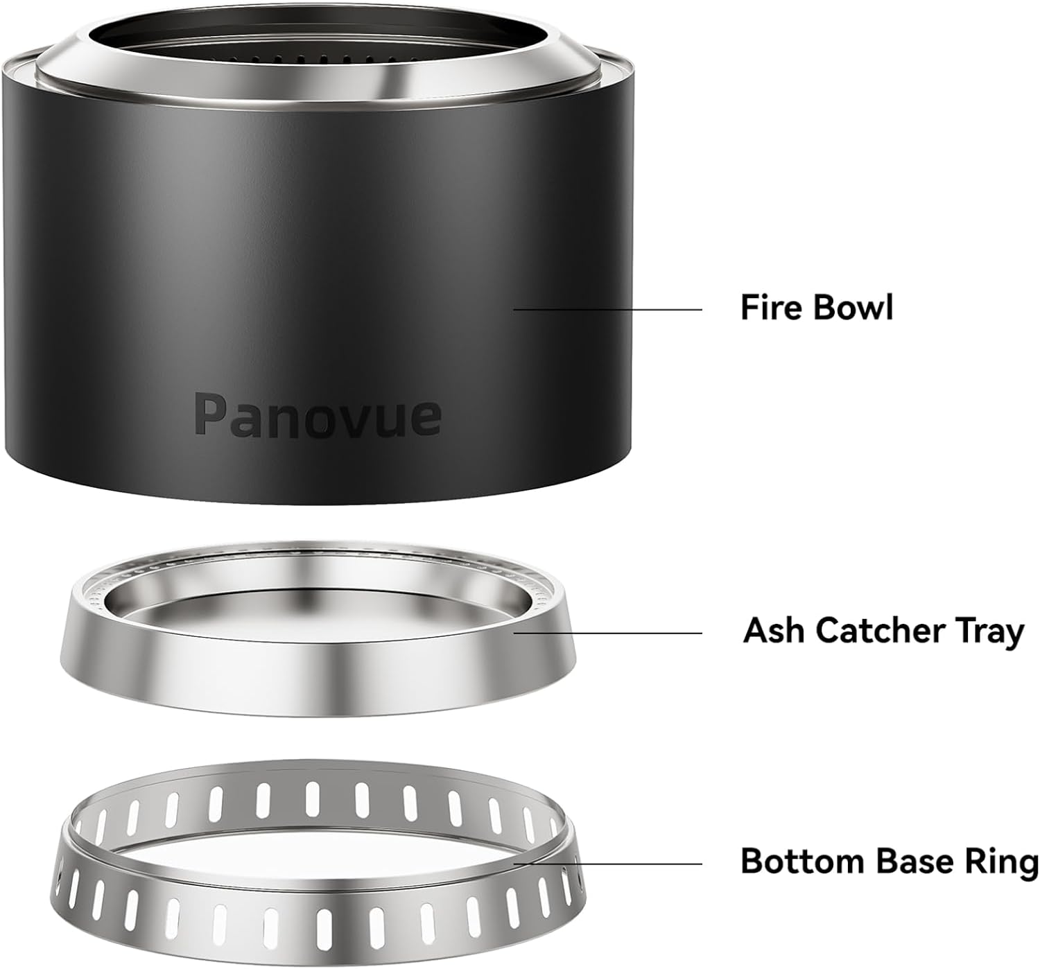 22 inch Smokeless Fire Pit with Waterproof Cover, Stainless Steel Outdoor Smokeless Firepit, Wood Burning Fire Pits for Camping, Bonfire,Low Smoke Firepit for Outside[Black]