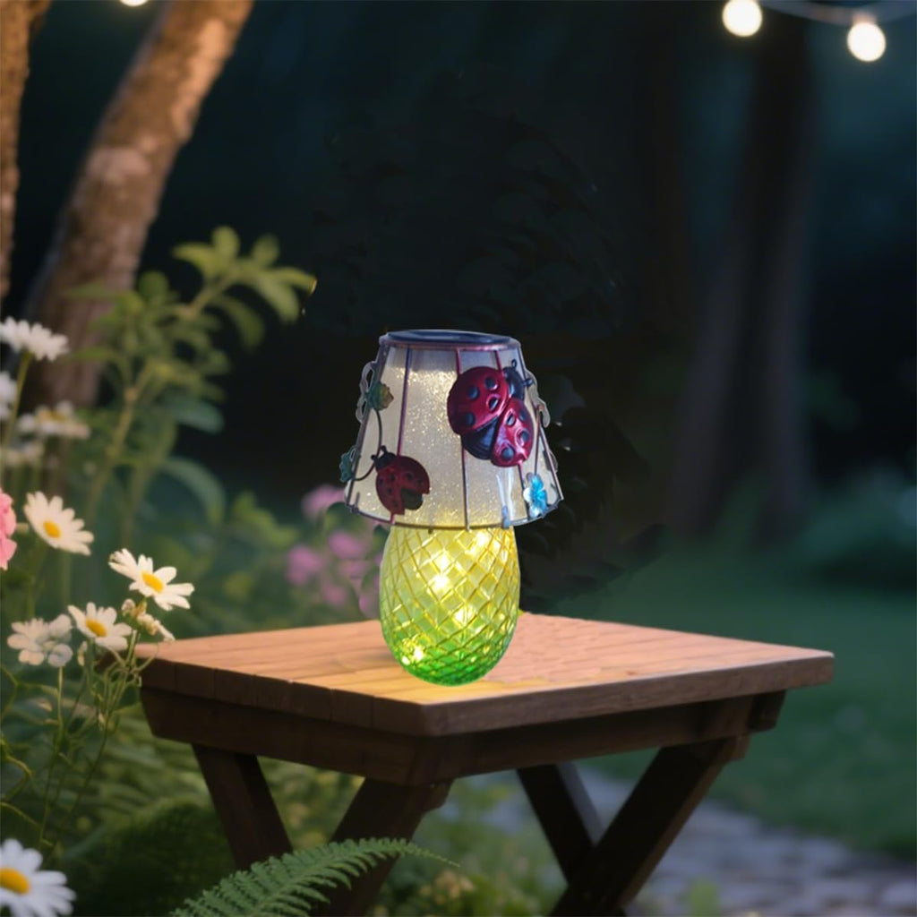 Ladybug Solar Garden Lights Outdoor Decor - Waterproof Tabletop Solar Lamp - Cordless Table Lamps for Garden Patio Porch Yard Backyard Balcony Wedding, Gifts for Mom (Ladybug)