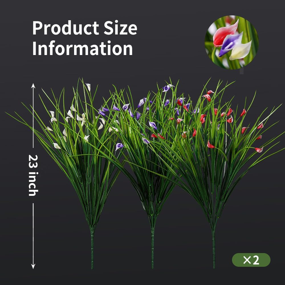 Melorca&Guilla Artificial Plants Outdoor 3PCS 23“ Fake Tall Grass,Faux Grass Plant,Artificial Greenery Shrubs Bushes for Garden Porch Window Box Shop Office Home Décor