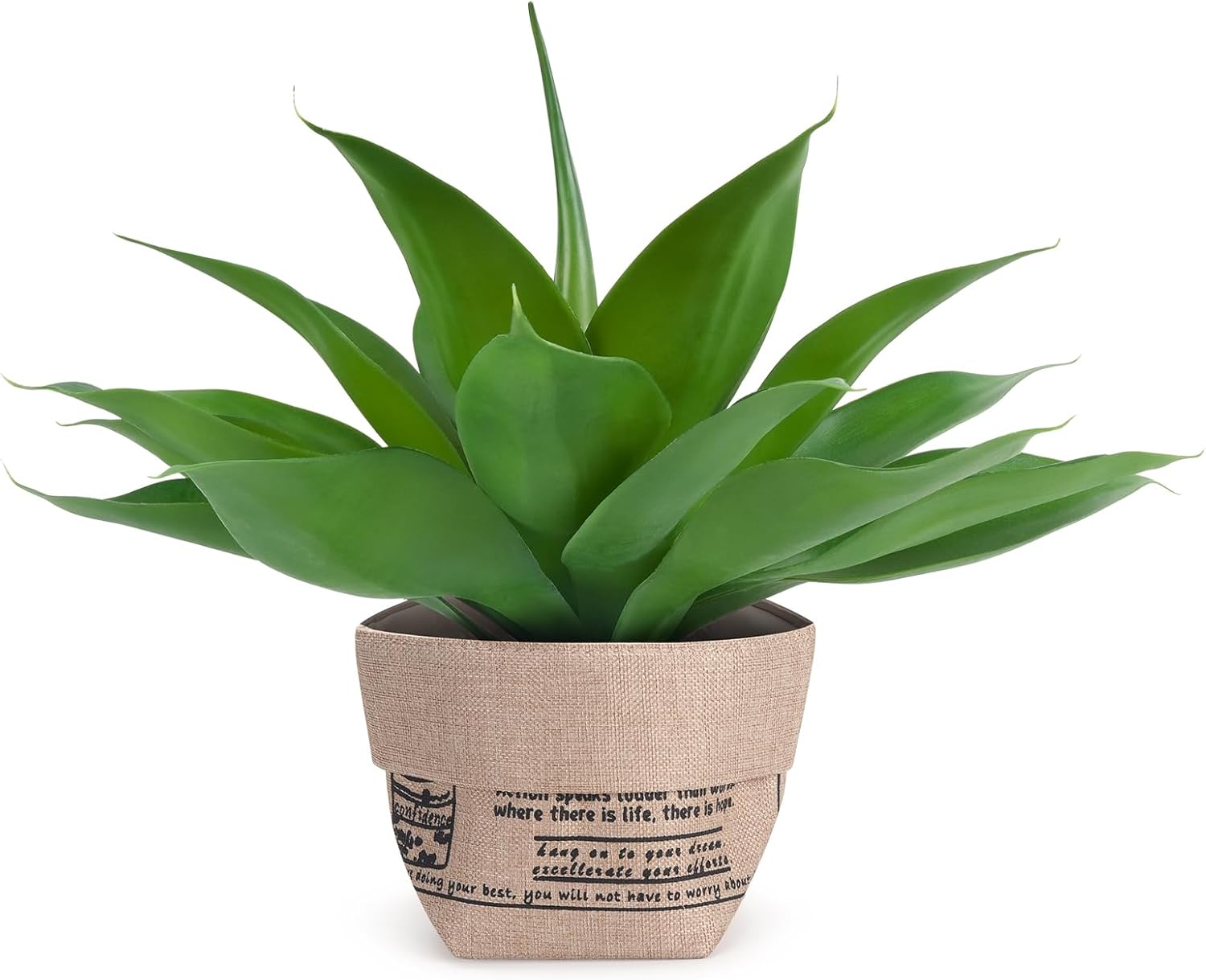 Velener Fake Agave with Burlap Bag, Artificial Plant Outdoor Agave - Fake Plants for Indoor and Outdoor Decor(15 Inch)