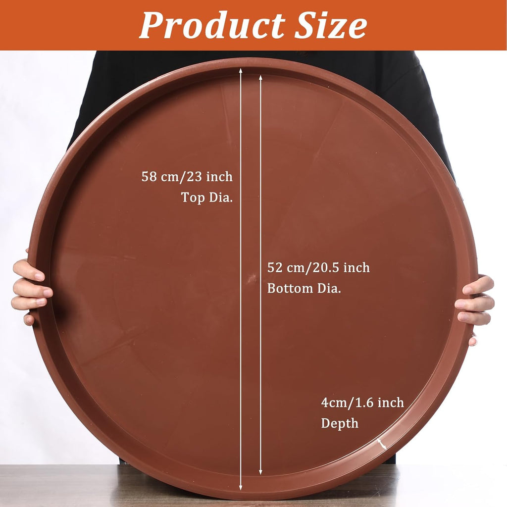 Eccliy 6 Pack Plastic Plant Saucer Heavy Duty Planter Saucers Large Plant Pot Saucers Plastic Water Trays for Indoors and Outdoors Flower Plant Plant Drip (Terracotta,23 Inch)