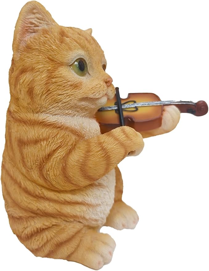 Orange Tabby Cat Garden Statue Decor, Resin Cute Sculptures Gift for Cat Lovers, Pet Memorial Stones for Loss of Pet, Kitty Figurine Art Decoration for Bedroom