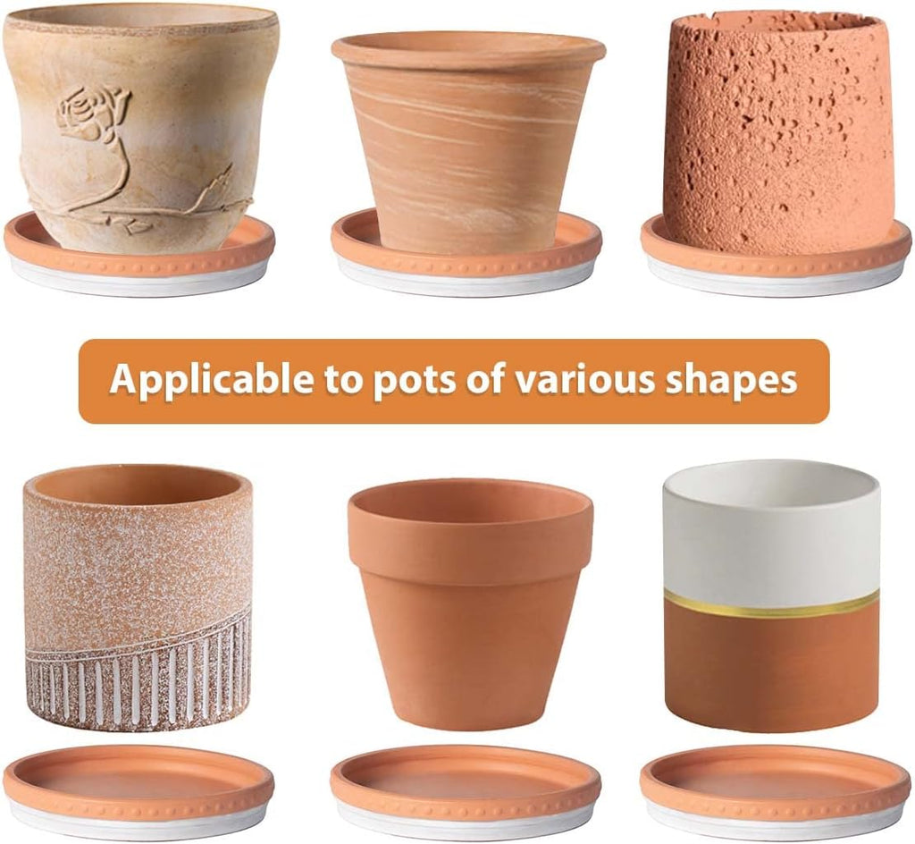 YBX 8-inch Plant Saucer Premium Terracotta Saucer Round Ceramic Plant Trays, Pack of 2 (White/Terracotta)