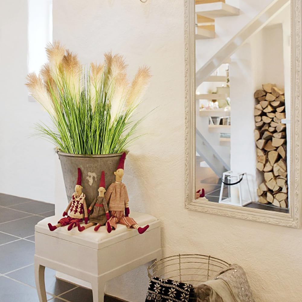 Melorca&Guilla Artificial Plants 4PCS 33.5“Fake Plant Tall Onion Fake Grass,Faux Grass Plants Artificial Greenery Shrubs Bushes for Garden Shop Office Home Décor