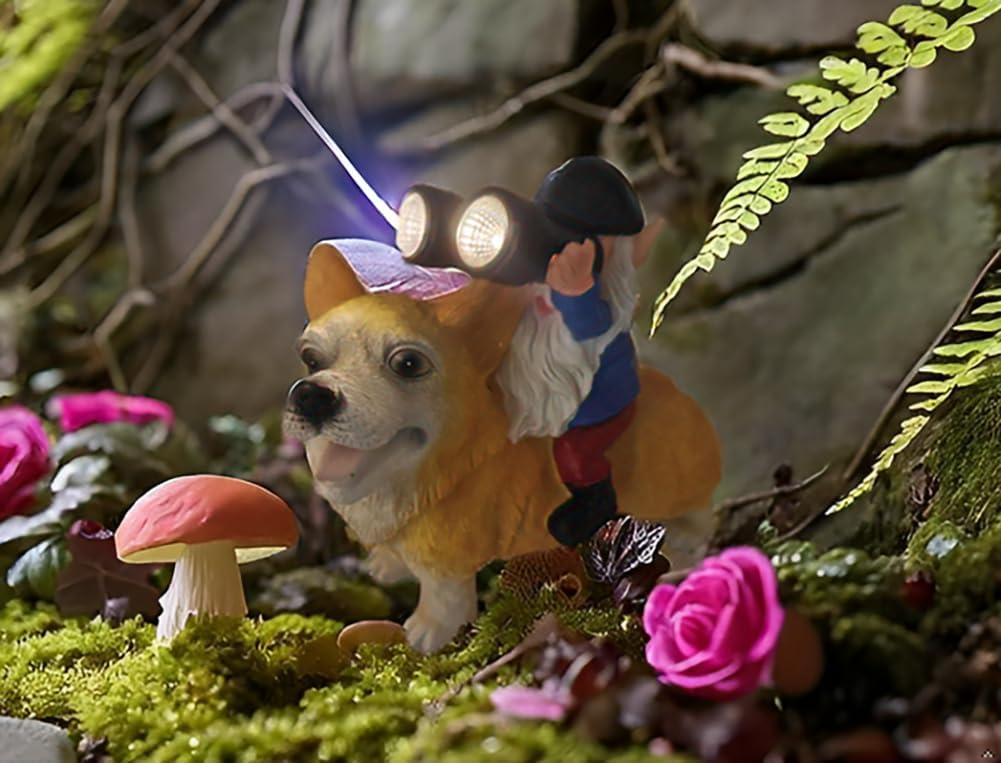 Solar Garden Outdoor Statues Cute Solar Light Christmas Decor Lawn Decor Patio Balcony Yard Ornament Unique Housewarming Gifts Ideal Gifts for Women, Mom or Birthdays (Blue gnome)