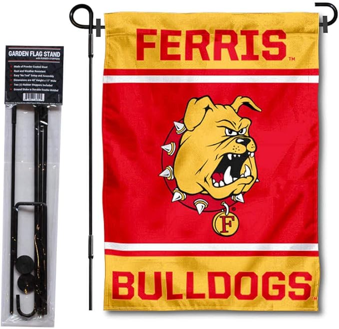 College Flags & Banners Co. Ferris State Bulldogs Garden Flag with Stand Holder